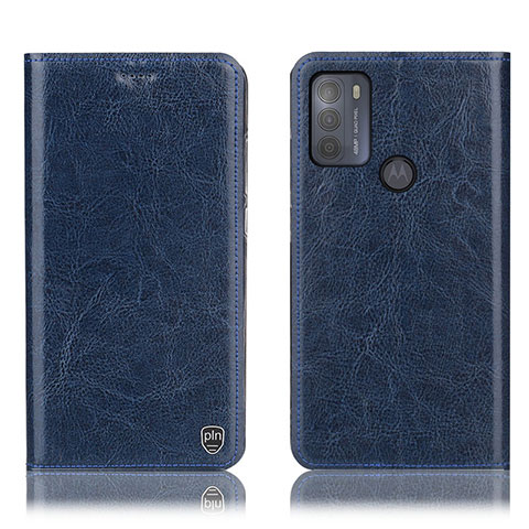 Custodia Portafoglio In Pelle Cover con Supporto H04P per Motorola Moto G50 Blu