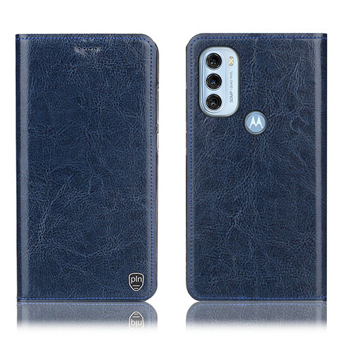 Custodia Portafoglio In Pelle Cover con Supporto H04P per Motorola Moto G71 5G Blu