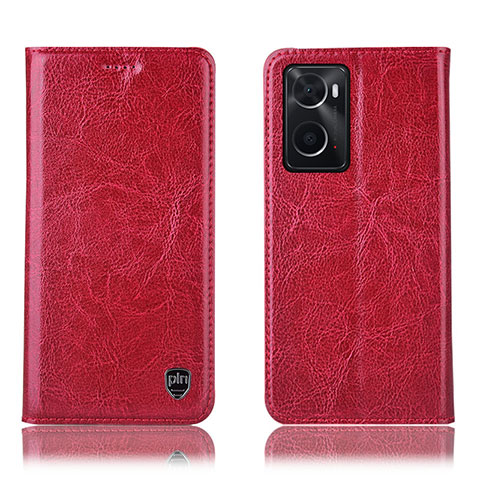 Custodia Portafoglio In Pelle Cover con Supporto H04P per Oppo A76 Rosso