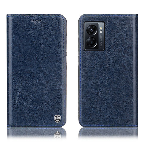 Custodia Portafoglio In Pelle Cover con Supporto H04P per Oppo A77 5G Blu