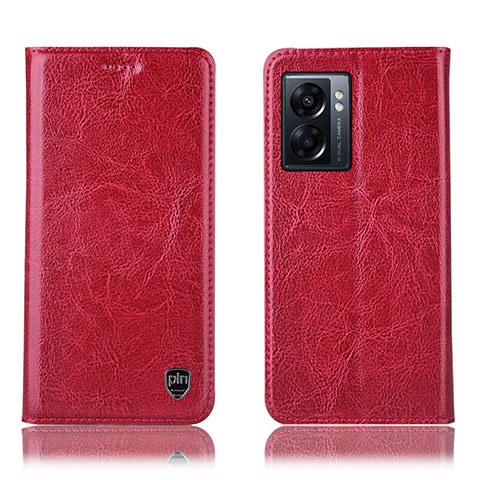 Custodia Portafoglio In Pelle Cover con Supporto H04P per Oppo A77 5G Rosso