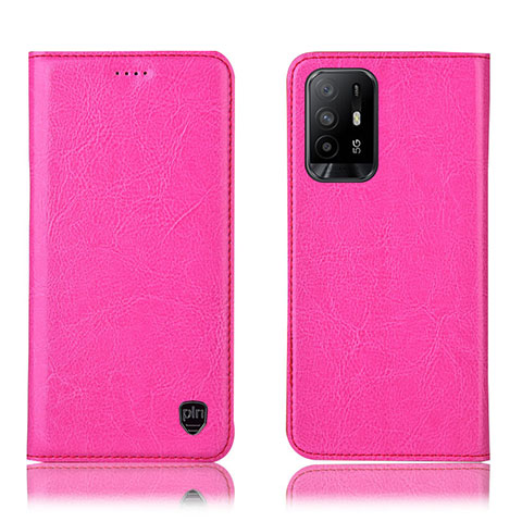 Custodia Portafoglio In Pelle Cover con Supporto H04P per Oppo F19 Pro+ Plus 5G Rosa Caldo