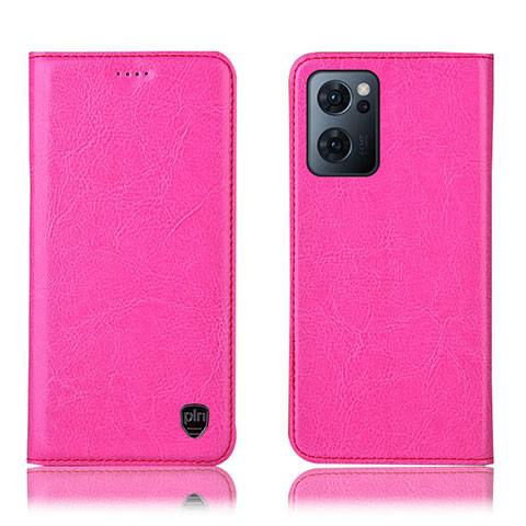 Custodia Portafoglio In Pelle Cover con Supporto H04P per Oppo Find X5 Lite 5G Rosa Caldo