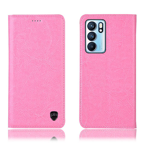 Custodia Portafoglio In Pelle Cover con Supporto H04P per Oppo Reno6 5G Rosa