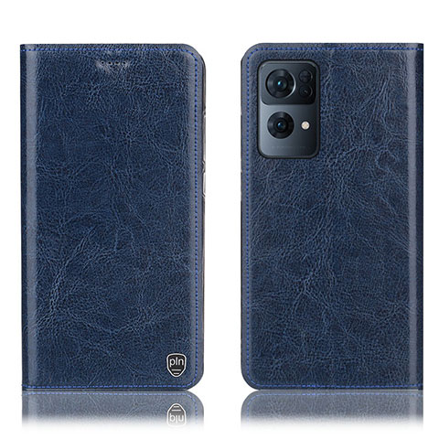 Custodia Portafoglio In Pelle Cover con Supporto H04P per Oppo Reno7 Pro 5G Blu