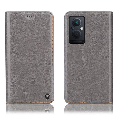 Custodia Portafoglio In Pelle Cover con Supporto H04P per Oppo Reno8 Z 5G Grigio