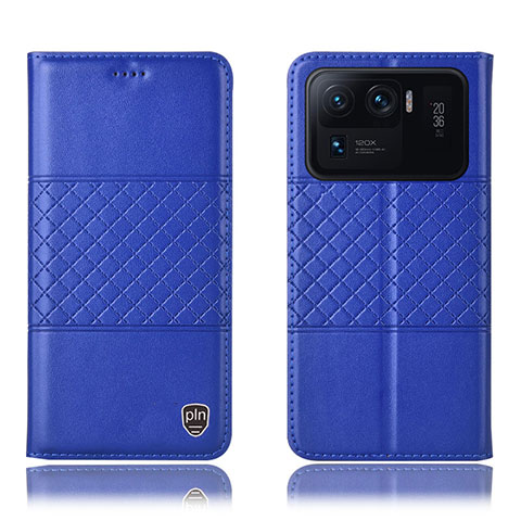 Custodia Portafoglio In Pelle Cover con Supporto H04P per Xiaomi Mi 11 Ultra 5G Blu