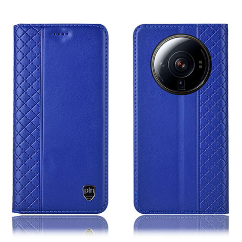 Custodia Portafoglio In Pelle Cover con Supporto H04P per Xiaomi Mi 12S Ultra 5G Blu