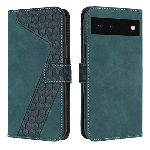 Custodia Portafoglio In Pelle Cover con Supporto H04X per Google Pixel 6 5G Verde