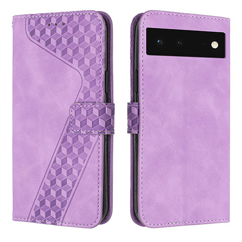 Custodia Portafoglio In Pelle Cover con Supporto H04X per Google Pixel 6 5G Viola