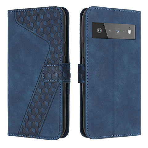 Custodia Portafoglio In Pelle Cover con Supporto H04X per Google Pixel 6 Pro 5G Blu