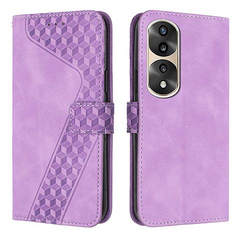 Custodia Portafoglio In Pelle Cover con Supporto H04X per Huawei Honor 70 Pro 5G Viola