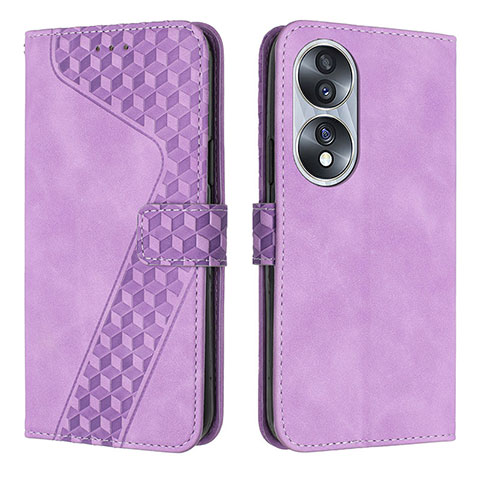 Custodia Portafoglio In Pelle Cover con Supporto H04X per Huawei Honor X7b Viola