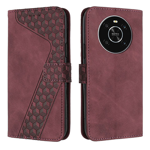 Custodia Portafoglio In Pelle Cover con Supporto H04X per Huawei Honor X9 4G Rosso