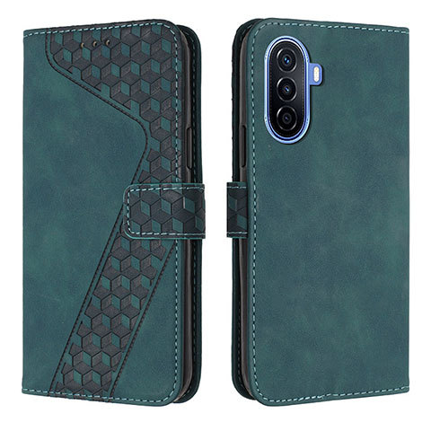 Custodia Portafoglio In Pelle Cover con Supporto H04X per Huawei Nova Y70 Verde