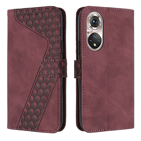 Custodia Portafoglio In Pelle Cover con Supporto H04X per Huawei P50 Pro Rosso