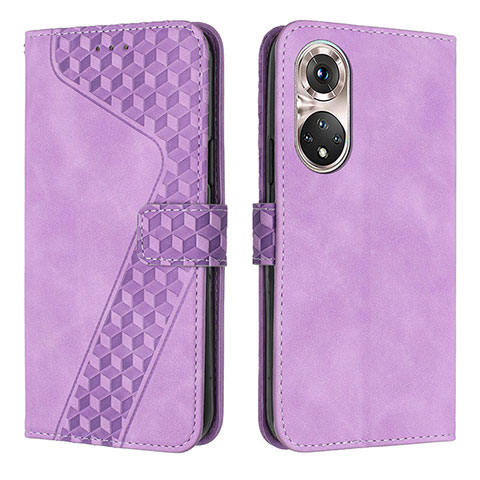 Custodia Portafoglio In Pelle Cover con Supporto H04X per Huawei P50 Pro Viola