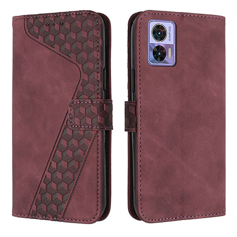 Custodia Portafoglio In Pelle Cover con Supporto H04X per Motorola Moto Edge 30 Neo 5G Rosso