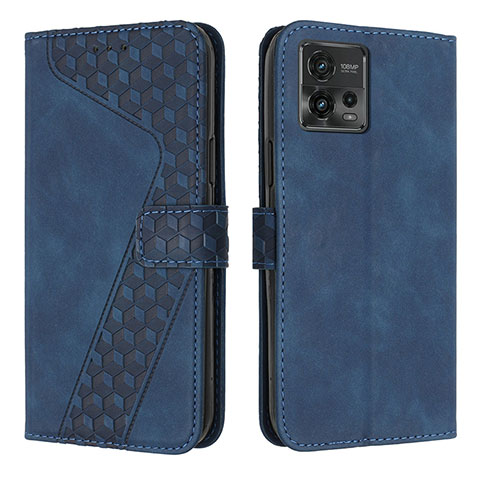 Custodia Portafoglio In Pelle Cover con Supporto H04X per Motorola Moto G72 Blu