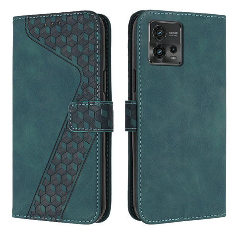 Custodia Portafoglio In Pelle Cover con Supporto H04X per Motorola Moto G72 Verde