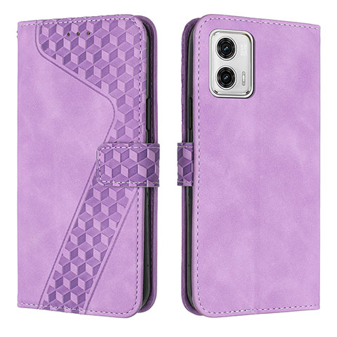 Custodia Portafoglio In Pelle Cover con Supporto H04X per Motorola Moto G73 5G Viola