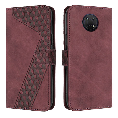 Custodia Portafoglio In Pelle Cover con Supporto H04X per Nokia G10 Rosso