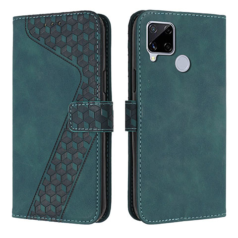 Custodia Portafoglio In Pelle Cover con Supporto H04X per Realme C12 Verde