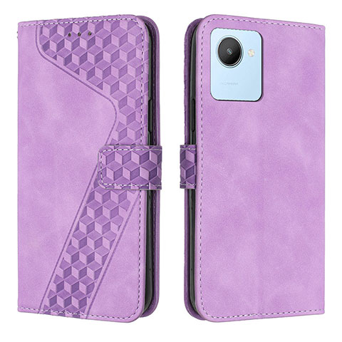 Custodia Portafoglio In Pelle Cover con Supporto H04X per Realme C30 Viola