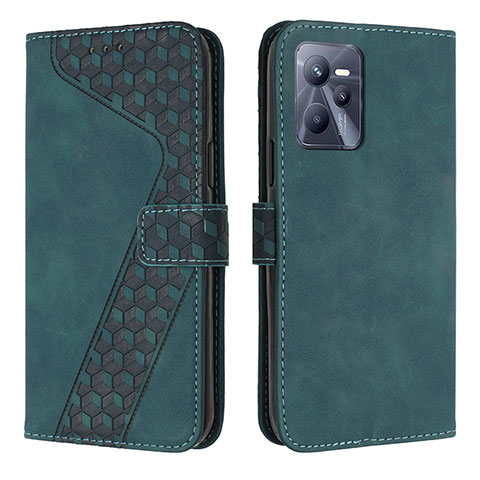 Custodia Portafoglio In Pelle Cover con Supporto H04X per Realme C35 Verde