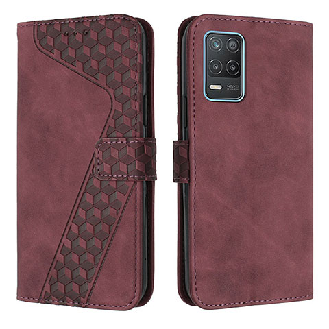 Custodia Portafoglio In Pelle Cover con Supporto H04X per Realme Narzo 30 5G Rosso