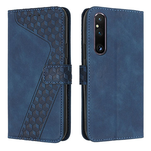 Custodia Portafoglio In Pelle Cover con Supporto H04X per Sony Xperia 1 V Blu