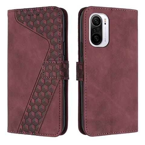 Custodia Portafoglio In Pelle Cover con Supporto H04X per Xiaomi Mi 11i 5G Rosso Rosa