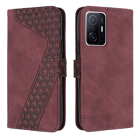 Custodia Portafoglio In Pelle Cover con Supporto H04X per Xiaomi Mi 11T 5G Rosso Rosa