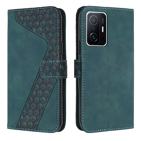 Custodia Portafoglio In Pelle Cover con Supporto H04X per Xiaomi Mi 11T Pro 5G Verde