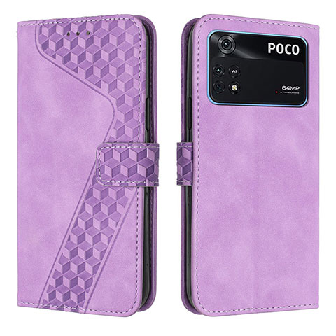 Custodia Portafoglio In Pelle Cover con Supporto H04X per Xiaomi Poco M4 Pro 4G Rosso Rosa