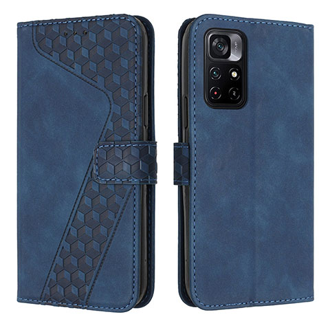 Custodia Portafoglio In Pelle Cover con Supporto H04X per Xiaomi Poco M4 Pro 5G Blu