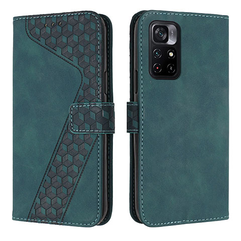 Custodia Portafoglio In Pelle Cover con Supporto H04X per Xiaomi Poco M4 Pro 5G Verde