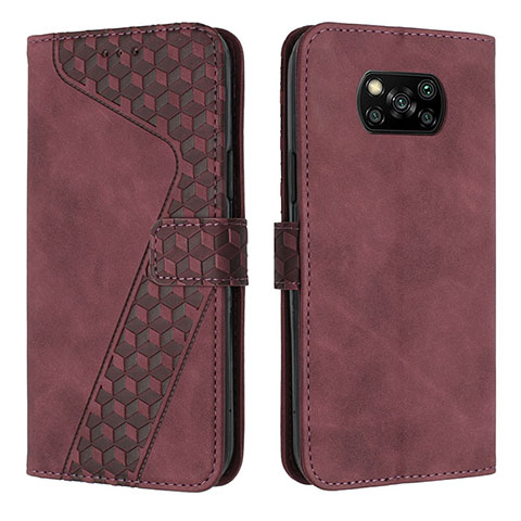 Custodia Portafoglio In Pelle Cover con Supporto H04X per Xiaomi Poco X3 Pro Rosso Rosa