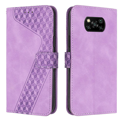 Custodia Portafoglio In Pelle Cover con Supporto H04X per Xiaomi Poco X3 Viola