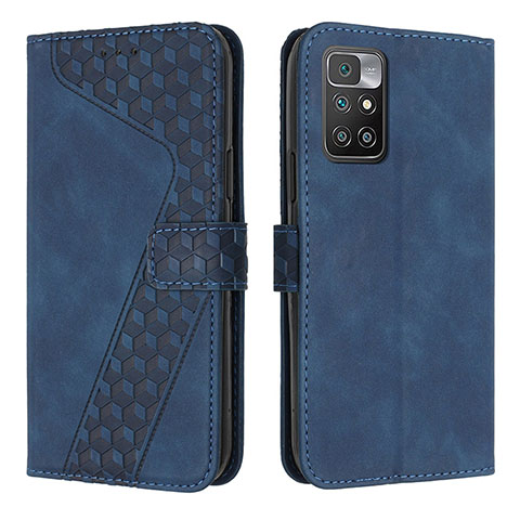 Custodia Portafoglio In Pelle Cover con Supporto H04X per Xiaomi Redmi 10 (2022) Blu