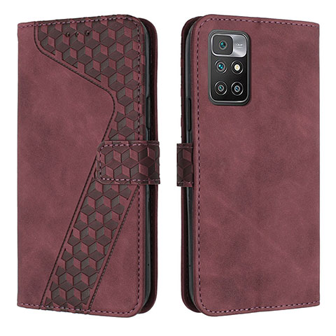 Custodia Portafoglio In Pelle Cover con Supporto H04X per Xiaomi Redmi 10 (2022) Rosso Rosa