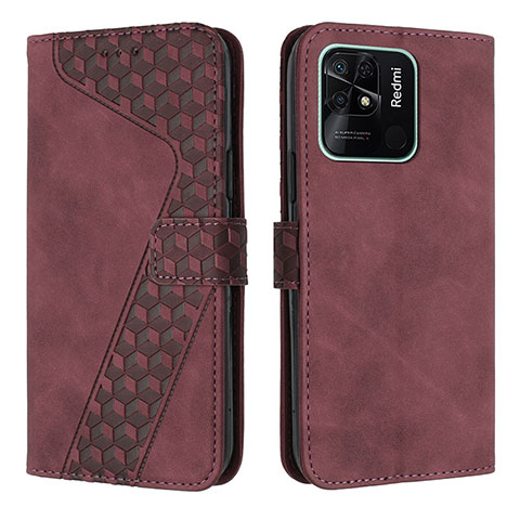 Custodia Portafoglio In Pelle Cover con Supporto H04X per Xiaomi Redmi 10 India Rosso Rosa