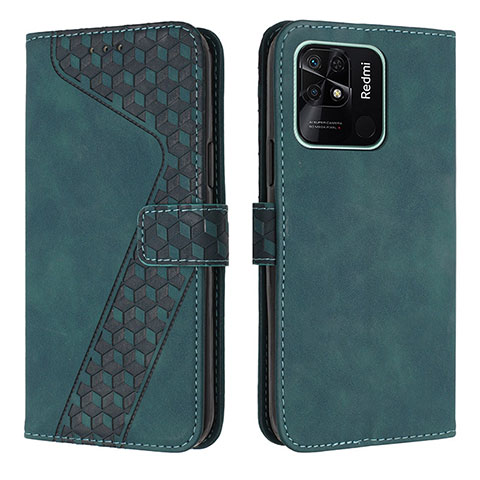 Custodia Portafoglio In Pelle Cover con Supporto H04X per Xiaomi Redmi 10 India Verde