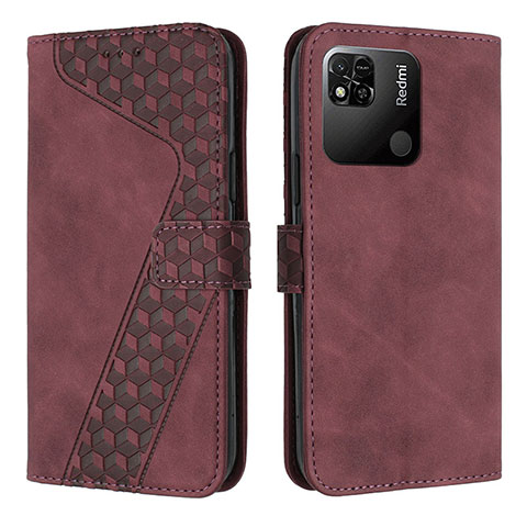 Custodia Portafoglio In Pelle Cover con Supporto H04X per Xiaomi Redmi 9 India Rosso Rosa