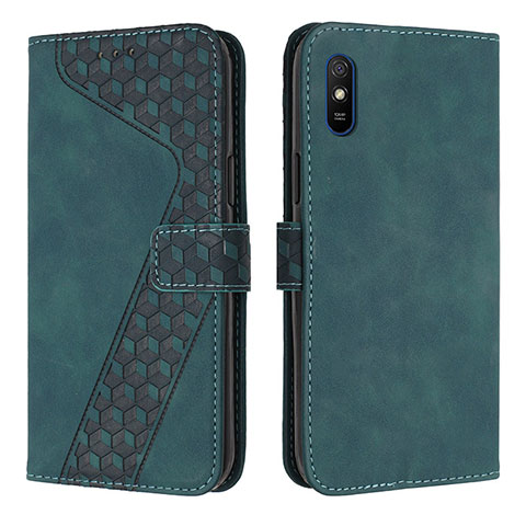 Custodia Portafoglio In Pelle Cover con Supporto H04X per Xiaomi Redmi 9A Verde