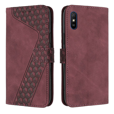 Custodia Portafoglio In Pelle Cover con Supporto H04X per Xiaomi Redmi 9AT Rosso Rosa