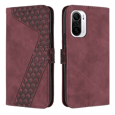 Custodia Portafoglio In Pelle Cover con Supporto H04X per Xiaomi Redmi K40 5G Rosso Rosa