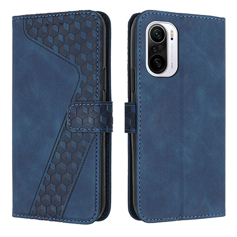 Custodia Portafoglio In Pelle Cover con Supporto H04X per Xiaomi Redmi K40 Pro 5G Blu