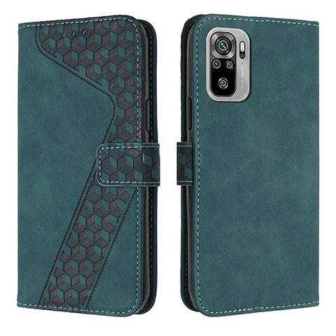 Custodia Portafoglio In Pelle Cover con Supporto H04X per Xiaomi Redmi Note 10 4G Verde