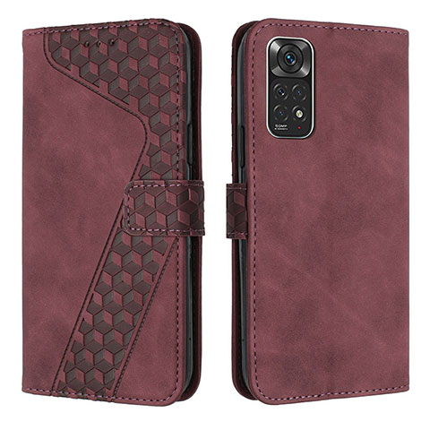 Custodia Portafoglio In Pelle Cover con Supporto H04X per Xiaomi Redmi Note 11 4G (2022) Rosso Rosa